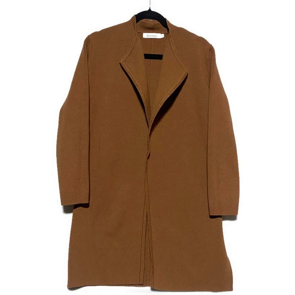 Anrabess Brown Burnt-Orange Open Front Long Cardigan Sweater Size Large